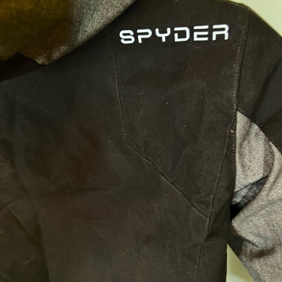 Spyder hooded winter coat sz 7/8, Black/Gray - Picture 3 of 6